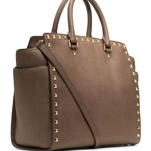 Large Selma Studded Saffiano Tote